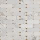 Sample-Norway Calacatta White 2x6 Polished Marble and Brass Waterjet Mosaic Tile