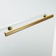 Straya 34x58 Reversible Hinged Screen Bathtub Door with Clear Glass in Brushed Gold