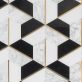 Sample-Decade Nero Blanco Polished Marble and Brass Mosaic Tile