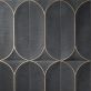 Sample-Calypso 3D Carved Nero Black Brass Inlay 8x16 Textured Honed Marble Limestone Tile