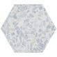 Sample-Terrazzo Hexagon Blue 9" Matte Porcelain Tile