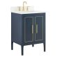 Province Navy and Gold 24" Single Vanity with Pure White Quartz Top