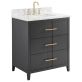Iconic 30" Black and Gold Vanity with Carrara Marble Top and Ceramic Basin