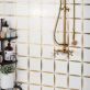 Sample-Lily Golden Polished Marble and Brass Mosaic Tile