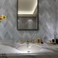 Sample-Enver Gray Polished Marble and Brass Mosaic Tile