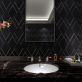 Sample-Enver Nero Polished Marble and Brass Mosaic Tile