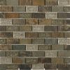 Sample- Emperial Roman Slate Brown 1x2 Brick Marble & Glass Polished Mosaic Tile
