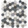 Sample- Esker Oxford Gray Hexagon Marble & Glass Tile