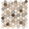 Sample- Esker Windrift Hexagon Marble & Glass Tile