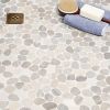 Sample-Nature Round Pram Gray Pebble Mosaic Tile