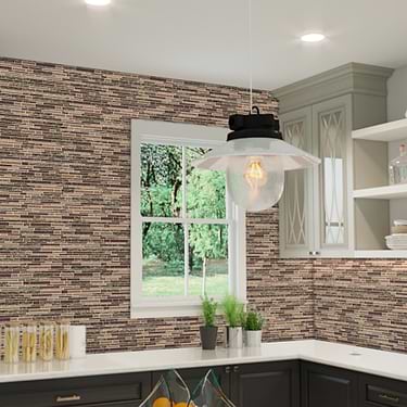 Shangri-La Espresso Brown Polished Marble & Glass Mosaic
