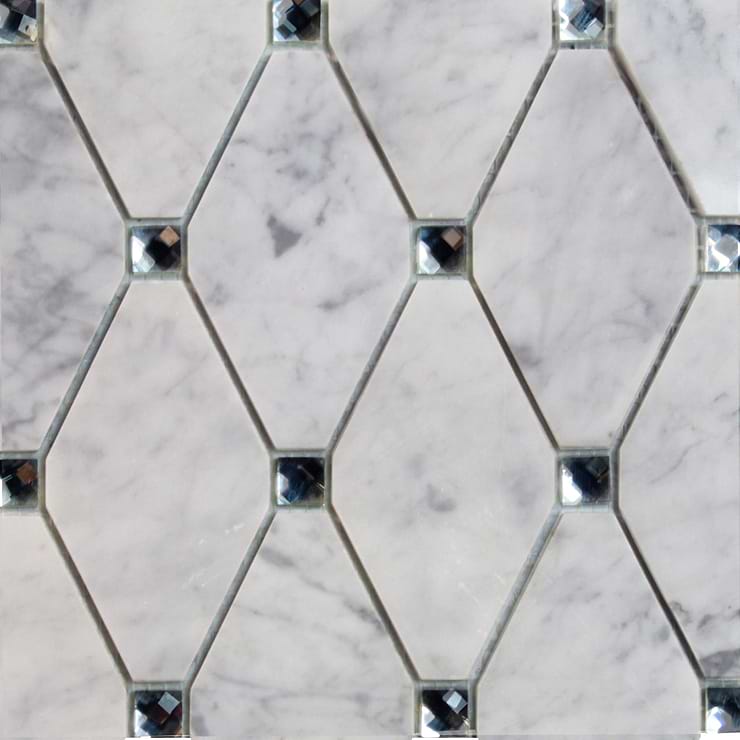 Paradigm Diamond White Carrera and Mirror Marble and Glass Tile