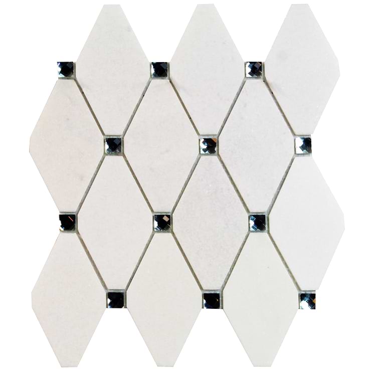 Paradigm Diamond White Thassos and Mirror Marble and Glass Tile