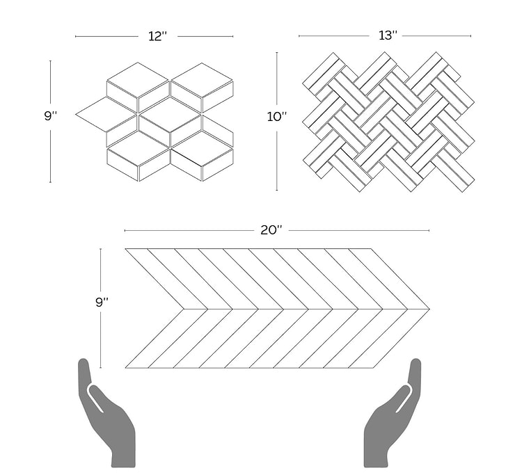 Eternal Basketweave Herringbone Oak Matte Porcelain Wood Look Mosaic Tile