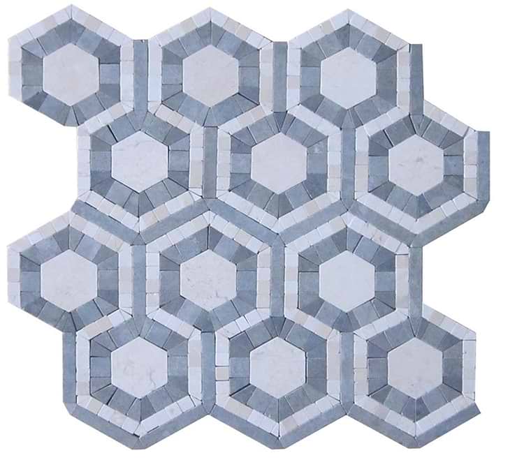 Cosmos Carrera and Moonstone Hexagon Marble Tile