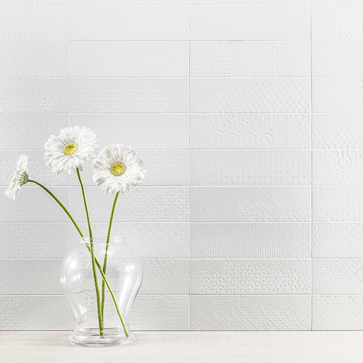 Tessuto White 4X12 Matte Porcelain Subway Tile; in White  Porcelain; for Backsplash, Bathroom Floor, Bathroom Wall, Floor Tile, Kitchen Floor, Kitchen Wall, Outdoor Floor, Outdoor Wall, Shower Floor, Shower Wall, Wall Tile; in Style Ideas Classic, Cottage, Farmhouse, Industrial, Traditional
