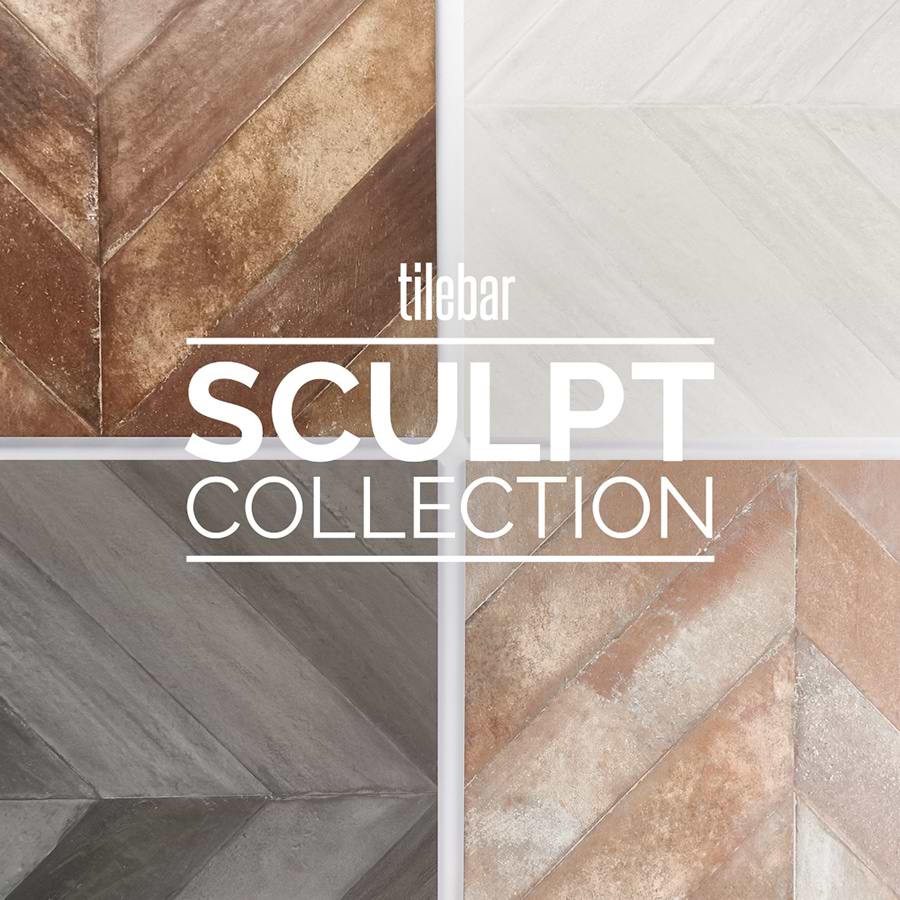 Sculpt Chevron Cotto 24x48 Natural Porcelain Tile