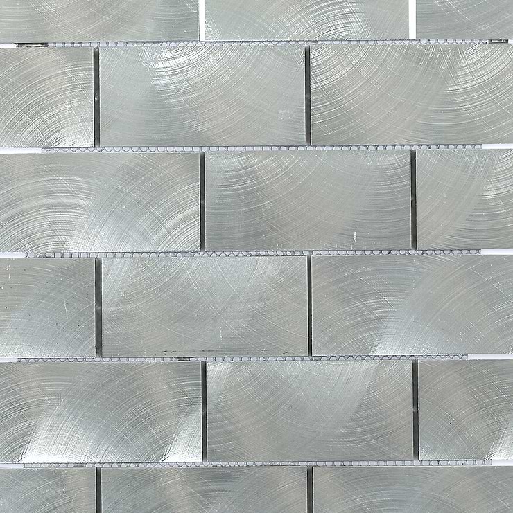 Industrial Silver 2X4 Brick Matte Aluminum Mosaic; in Silver Aluminum; for Backsplash, Kitchen Wall, Wall Tile, Bathroom Wall; in Style Ideas Industrial, Modern, Rustic