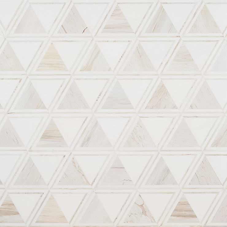 GeoMarble Altair Thassos Sabbia Polished Marble Mosaic Tile