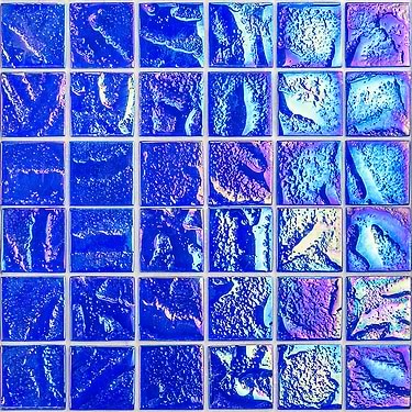 Laguna Iridescent Blue 2x2 Square Polished Glass Mosaic