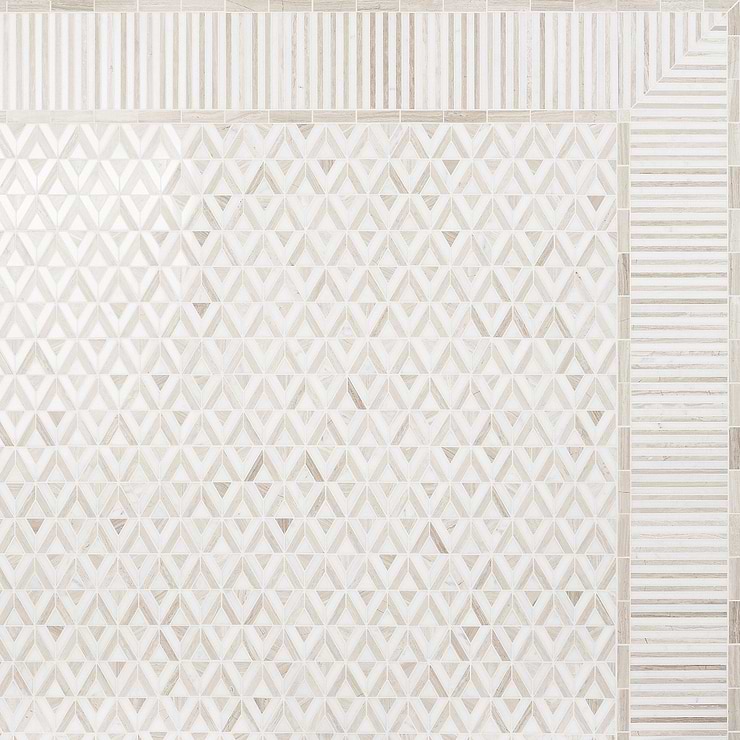 Monroe Corner Asian Statuary and Wooden Beige 8x8 Marble Mosaic Tile,  Polished