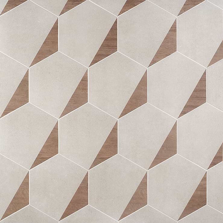Pergola Wood Taupe 12.5" Hexagon Matte Porcelain Tile