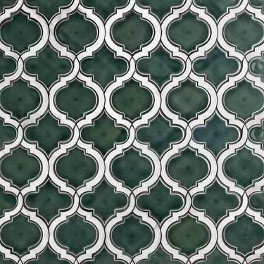 Nabi Arabesque Deep Emerald Green Crackled Glass Mosaic