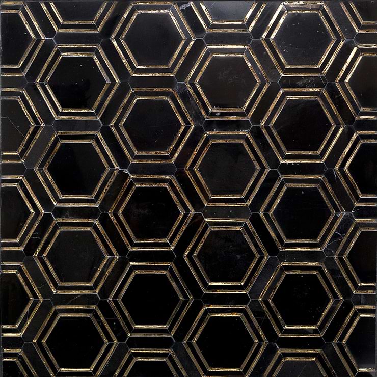 Helix Black & Gold Polished Marble Tile