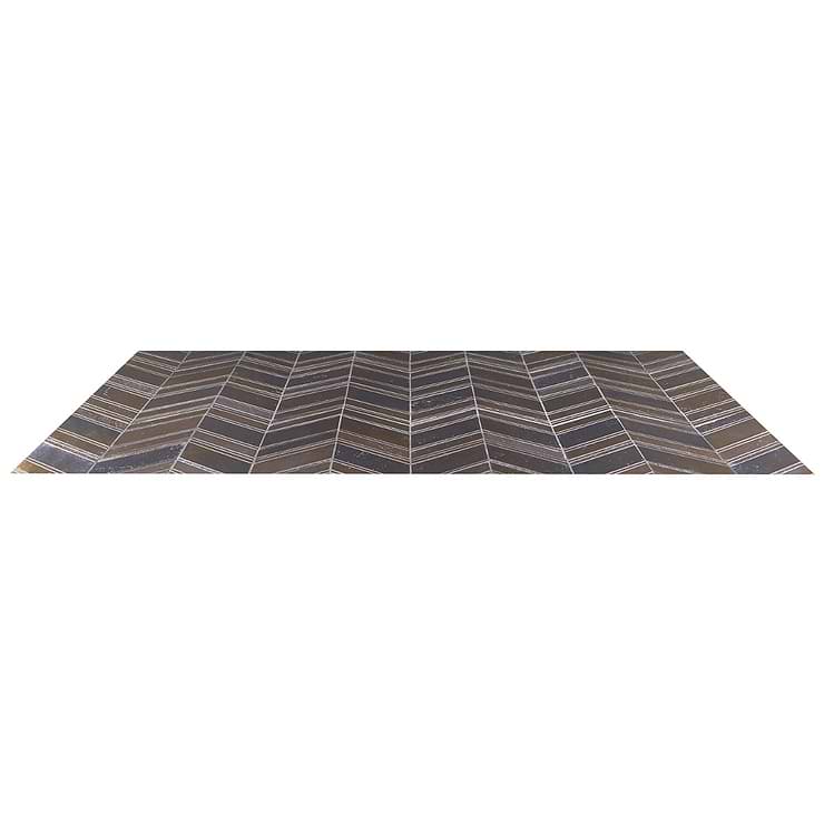 Magma Chevron Venice Bronze Lava Stone Polished Mosaic Tile