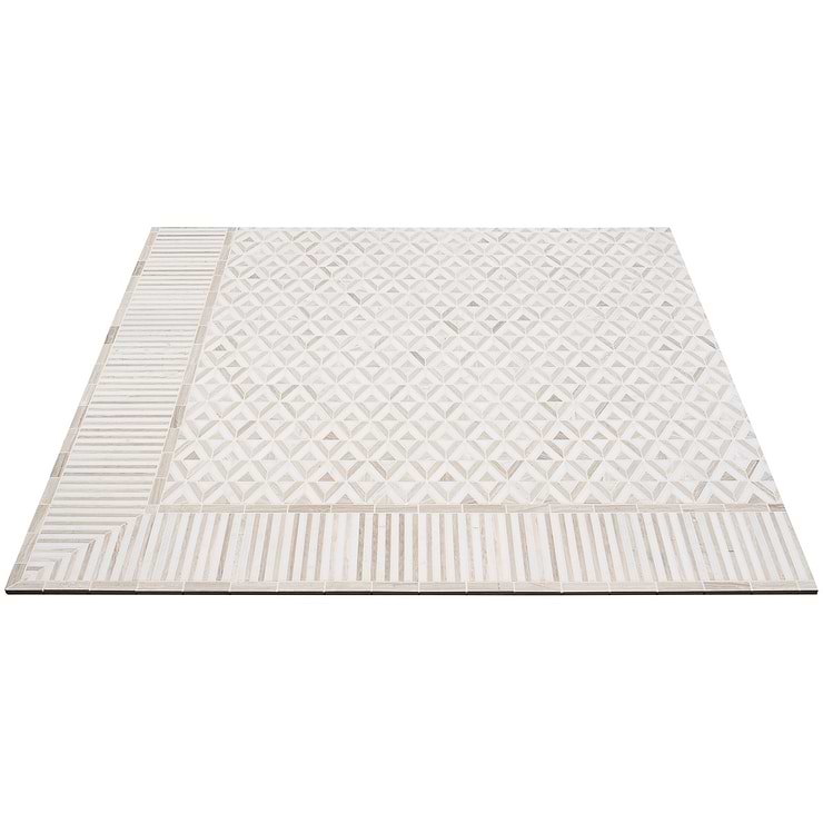 Monroe Corner Asian Statuary and Wooden Beige 8x8 Marble Mosaic Tile,  Polished