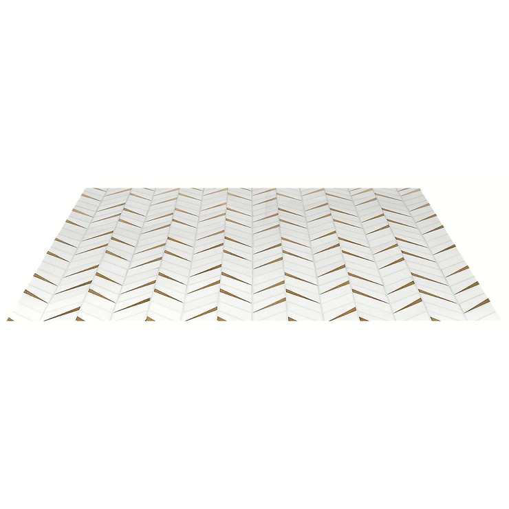 Vara Thassos Polished Marble and Brass Mosaic Tile