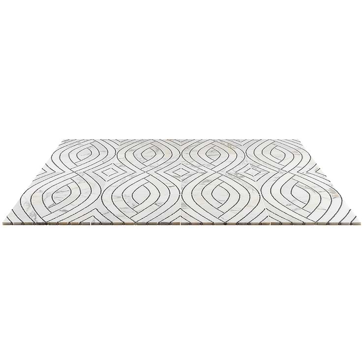 New Palm Beach by Krista Watterworth Leaf White Polished Marble Mosaic