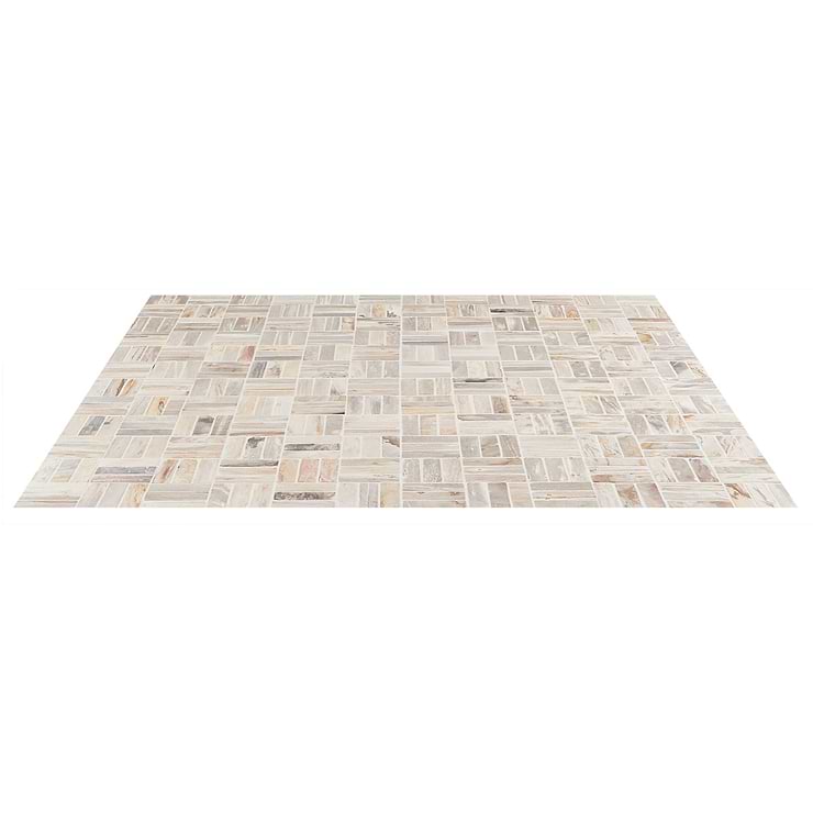 Fossil Basketweave 1x4 Petrified Stone Mosaic