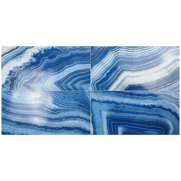 Agate Art Azul Blue 24x48 Artisan Decor Polished Porcelain Tile