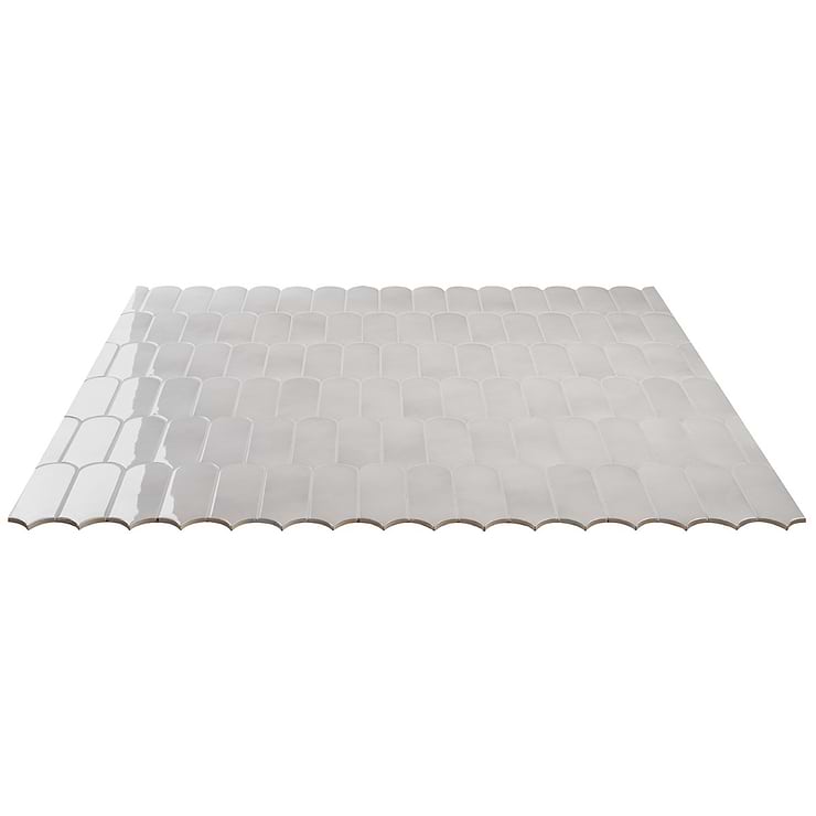 Parry Mist Gray 3x8 Fishscale Glossy Ceramic Wall Tile