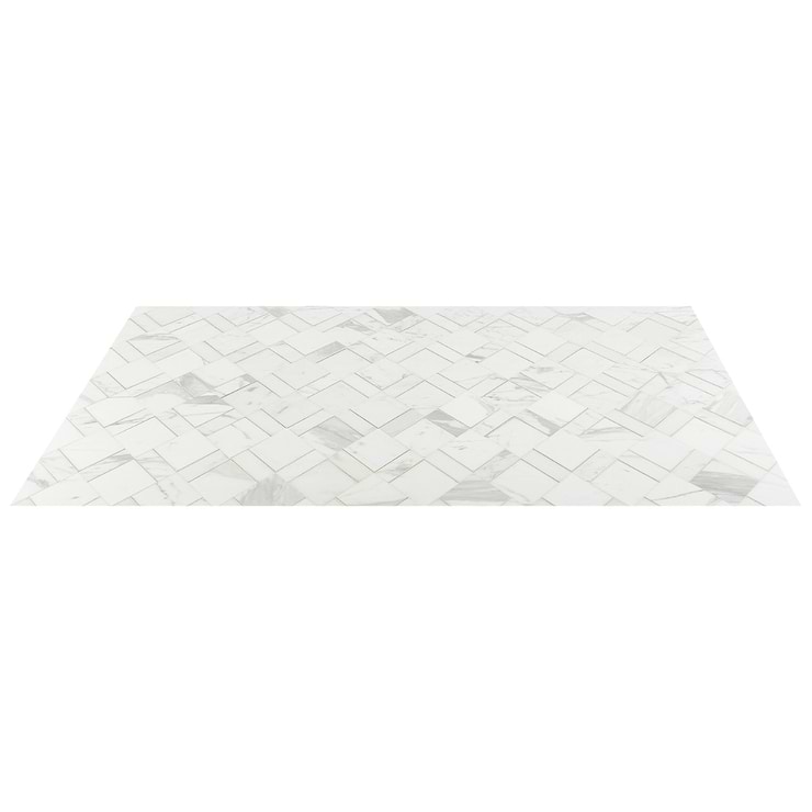 Enver Calacatta Polished Marble and Brass Mosaic Tile