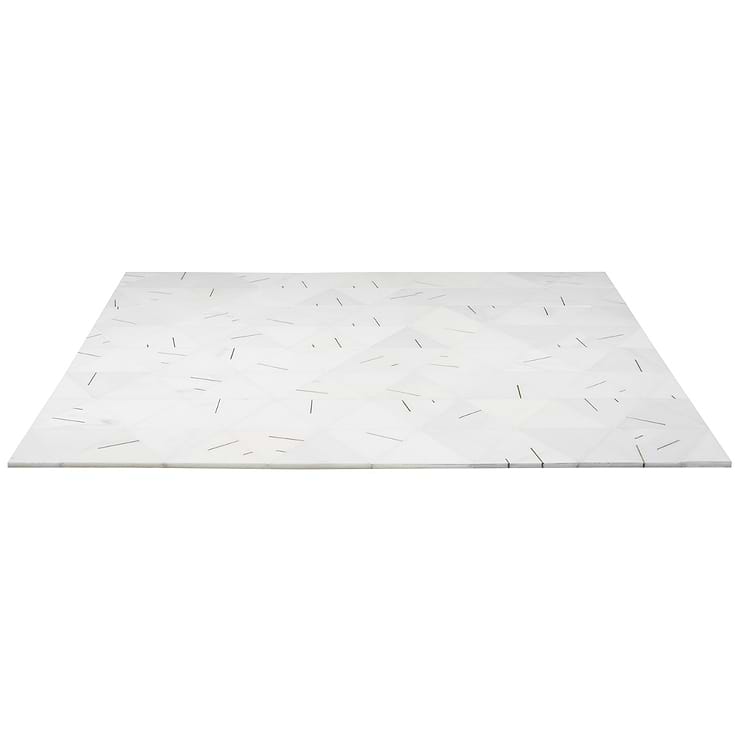 Ravi Asian Statuary Polished Marble and Brass Mosaic Tile
