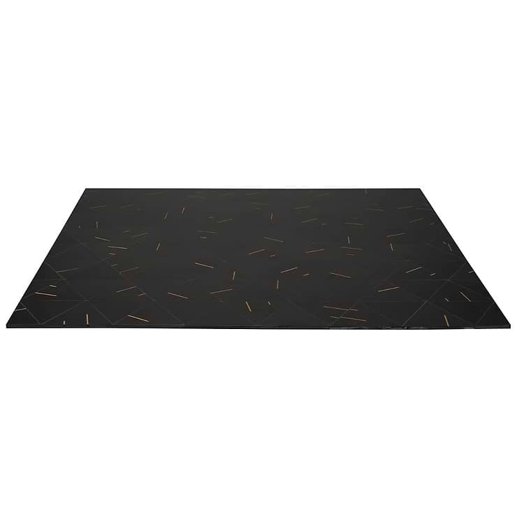 Ravi Nero Polished Marble and Brass Mosaic Tile