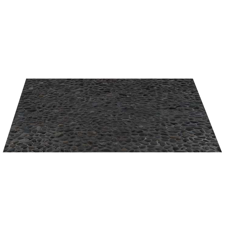 Cobblestone Obsidian Black Pebble Polished Mosaic Tile
