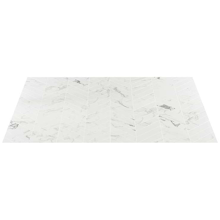 DreamStone Statuario Venato 2x8 Chevron Polished Porcelain Mosaic
