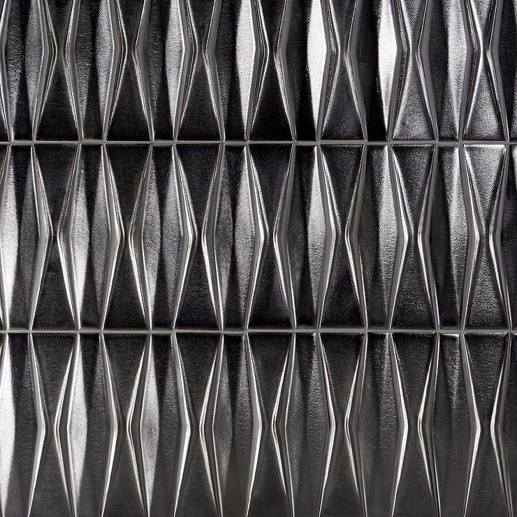 Nabi Harlequin Metallic Gunmetal Gray 2x8 Matte Glass Mosaic Tile
