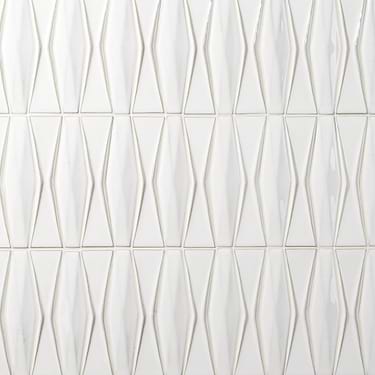 Nabi Harlequin Natural White 2x8 Glossy Glass Mosaic