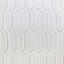 Nabi Picket Glacier White 3x9 Glossy Crackled Glass Mosaic Tile