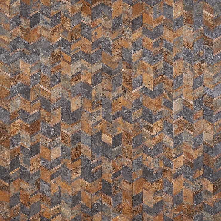 Tether Bronze Chevron Solid Core Peel & Stick Self Adhesive Slate Look Mosaic Tile