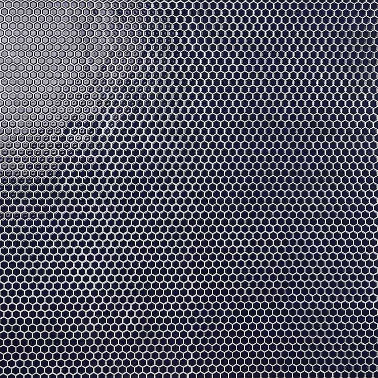 Eden 2.0 Royal Blue Rimmed 1" Hexagon Polished Porcelain Mosaic