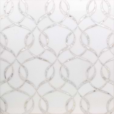 Artisan White Polished Marble & Pearl Mosaic Tile - Sample