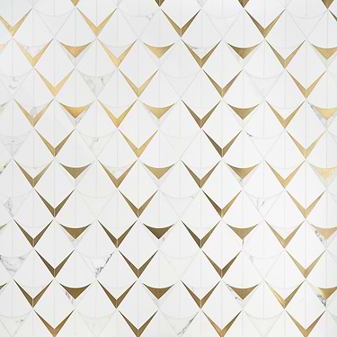 Regis Natural Bianco White & Gold Polished Marble & Glass Mosaic - Sample