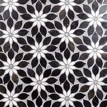 Wildflower Horizon Black & White Polished Marble Mosaic