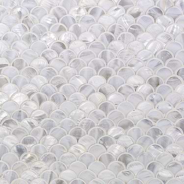Oyster White 1" Fish Scale Polished Pearl Mosaic