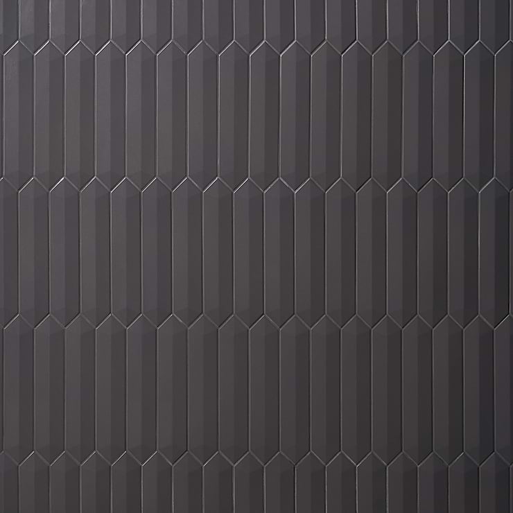 Kent Antracite Dark Gray 3x12 Contour 3D Picket Polished Ceramic Wall Tile